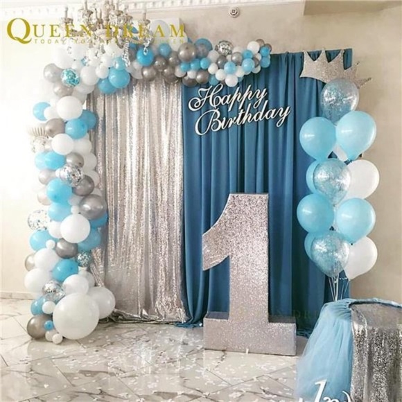 Silver Sequin Backdrop 2Panels 2FTx8FT Christmas Party Backdrop Curtains Glitter - Picture 3 of 6